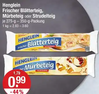 V Markt Henglein Frischer Blätterteig, Mürbeteig oder Strudelteig Angebot