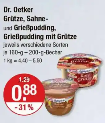 V Markt Dr. Oetker Grütze, Sahne- und Grießpudding, Grießpudding mit Grütze Angebot