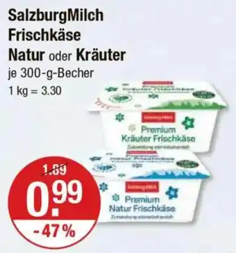 V Markt SalzburgMilch Frischkäse Natur oder Kräuter Angebot