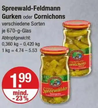 V Markt Spreewald-Feldmann Gurken oder Cornichons Angebot