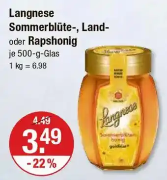V Markt Langnese Sommerblüte-, Land- oder Rapshonig Angebot