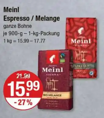 V Markt Meinl Espresso / Melange Angebot