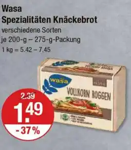 V Markt Wasa Spezialitäten Knäckebrot Angebot