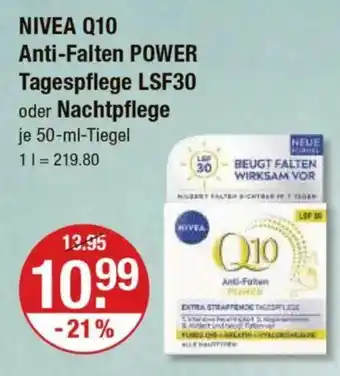 V Markt NIVEA Q10 Anti-Falten POWER Tagespflege LSF30 oder Nachtpflege Angebot