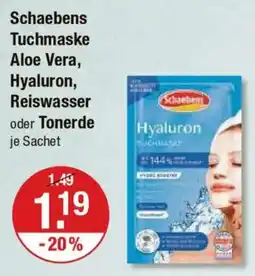V Markt Schaebens Tuchmaske Aloe Vera, Hyaluron, Reiswasser oder Tonerde Angebot