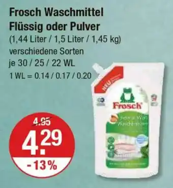 V Markt Frosch Waschmittel Flüssig oder Pulver Angebot