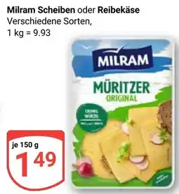 Globus Milram Scheiben oder Reibekäse Angebot