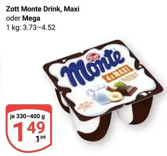 Globus Zott Monte Drink, Maxi oder Mega Angebot