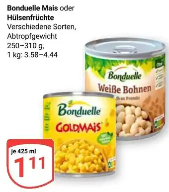 Globus Bonduelle Mais oder Hülsenfrüchte Angebot