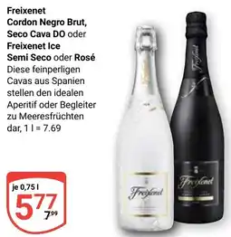 Globus Freixenet Cordon Negro Brut, Seco Cava DO oder Freixenet Ice Semi Seco oder Rosé Angebot