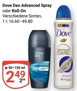 Globus Dove Deo Advanced Spray oder Roll-On Angebot