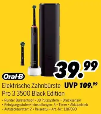 MEDIMAX Oral-B Elektrische Zahnbürste Pro 3 3500 Black Edition Angebot