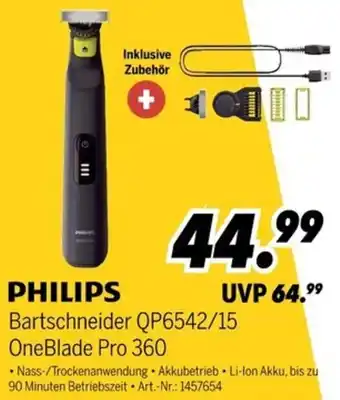 MEDIMAX PHILIPS Bartschneider QP6542/15 OneBlade Pro 360 Angebot