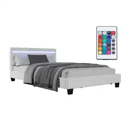 Netto Marken-Discount Juskys Polsterbett Paris 120 x 200 cm – Bett mit LED-Beleuchtung, Lattenrost & Kopfteil - Weiß Angebot