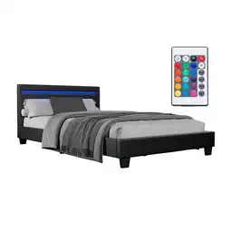 Netto Marken-Discount Juskys Polsterbett Paris 120 x 200 cm – Bett mit LED-Beleuchtung, Lattenrost & Kopfteil Schwarz Angebot