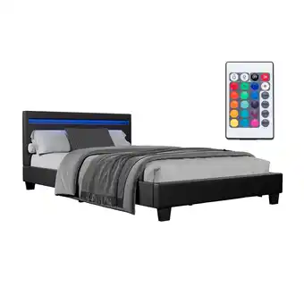 Netto Marken-Discount Juskys Polsterbett Paris 120 x 200 cm – Bett mit LED-Beleuchtung, Lattenrost & Kopfteil Schwarz Angebot