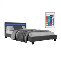 Netto Marken-Discount Juskys Polsterbett Paris 120 x 200 cm – Bett mit LED-Beleuchtung, Lattenrost & Kopfteil - Grau Angebot