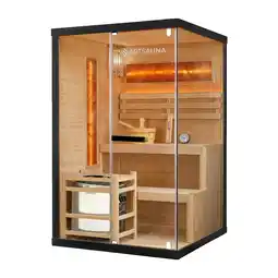 Netto Marken-Discount Artsauna Saunakabine Vantaa 120 mit Salzstein - Indoor Sauna für 2 Personen, 3,5 kW Ofen, Glasfront Angebot