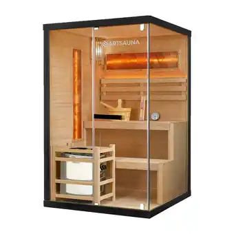 Netto Marken-Discount Artsauna Saunakabine Vantaa 120 mit Salzstein - Indoor Sauna für 2 Personen, 3,5 kW Ofen, Glasfront Angebot