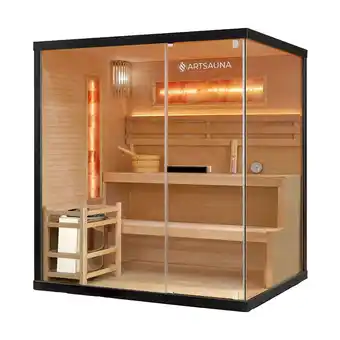 Netto Marken-Discount Artsauna Saunakabine Vantaa 175 mit Salzstein - Indoor Sauna für 4 Personen, 8 kW Ofen, Glasfront Angebot