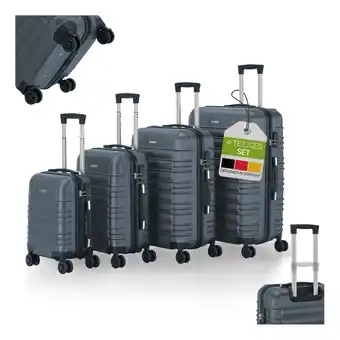 Netto Marken-Discount Juskys Hartschale Kofferset Rom Reisekoffer 4 teilig - Zahlenschloss, 360° Rollen - Anthrazit Angebot