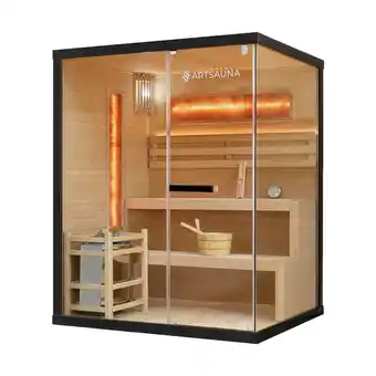 Netto Marken-Discount Artsauna Saunakabine Vantaa 150 mit Salzstein - Indoor Sauna für 3 Personen, 4,5 kW Ofen, Glasfront Angebot
