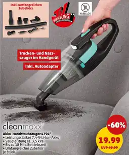 PENNY Cleanmaxx Akku-Handstaubsauger 4794 Angebot