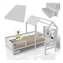 Netto Marken-Discount Juskys Kinderbett Yari 90x200 cm - Integrierter Schreibtisch, Praktische Schublade - weiß Angebot