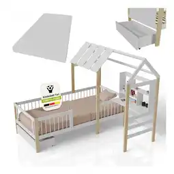 Netto Marken-Discount Juskys Kinderbett Yari 90x200 cm - Integrierter Schreibtisch, Praktische Schublade - weiß/natur Angebot