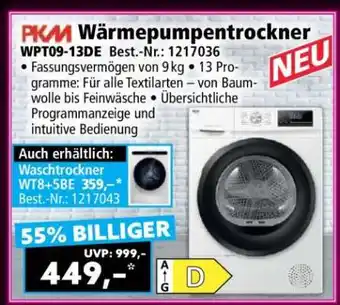 Norma PKM Wärmepumpentrockner WPT09-13DE Angebot