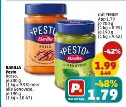 PENNY BARILLA Pesto Rosso, je 200 g (1 kg = 9.95) oder alla Genovese, je 190 g (1 kg = 10.47) Angebot