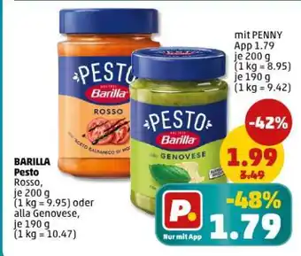 PENNY BARILLA Pesto Rosso, je 200 g (1 kg = 9.95) oder alla Genovese, je 190 g (1 kg = 10.47) Angebot