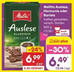 Netto Marken-Discount Melitta Auslese, Harmonie oder Barista Angebot