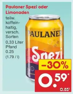 Netto Marken-Discount Paulaner Spezi oder Limonaden Angebot