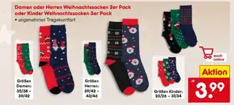 Netto Marken-Discount Damen oder Herren Weihnachtssocken, 2er Pack oder Kinder Weihnachtssocken, 3er Pack Angebot