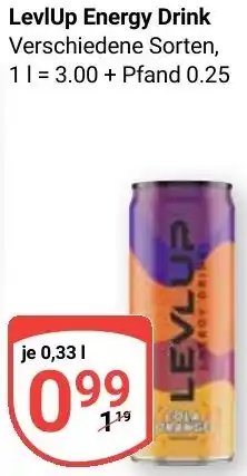Globus LevlUp Energy Drink Angebot