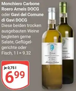 Globus Monchiero Carbone Roero Arneis DOCG oder Gavi del Comune di Gavi DOCG Angebot