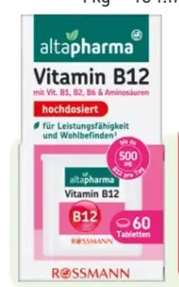 Rossmann Altapharma Vitamin B12 hochdosiert Angebot