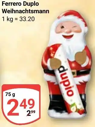 Globus Ferrero Duplo Weihnachtsmann Angebot