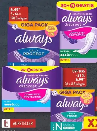 Aldi Süd Always Slipeinlagen Daily-Protect Giga-Pack-Duo Angebot