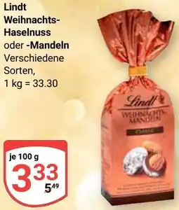Globus Lindt Weihnachts Haselnuss oder Mandeln Angebot