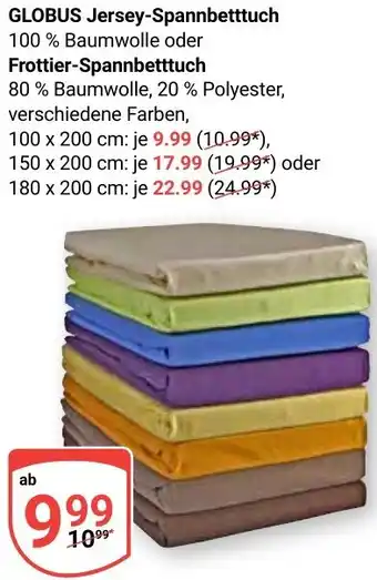 Globus GLOBUS Jersey-Spannbetttuch oder Frottier-Spannbetttuch Angebot