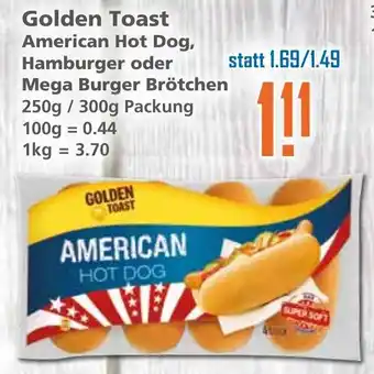 Klaas und Kock Golden Toast American Hot Dog, Hamburger oder Mega Burger Brötchen 250/300g Angebot