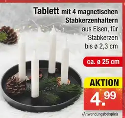 Zimmermann Tablett mit 4 magnetischen stabkerzenhaltern Angebot