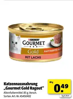 Hagebau Purina katzennassnahrung „gourmet gold ragout“ Angebot