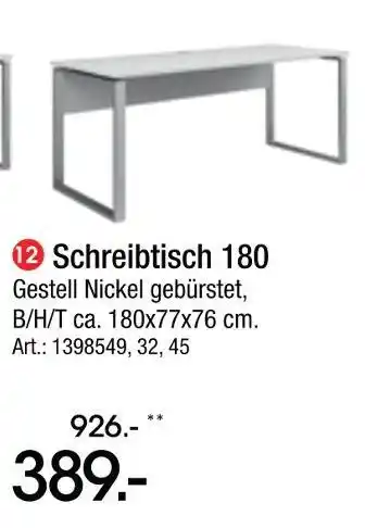 Zurbrüggen Schreibtisch 180 Angebot