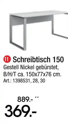 Zurbrüggen Schreibtisch 150 Angebot