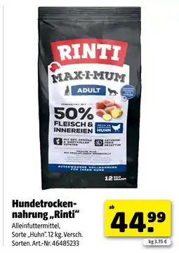 Hagebau Rinti hundetrocken-nahrung Angebot