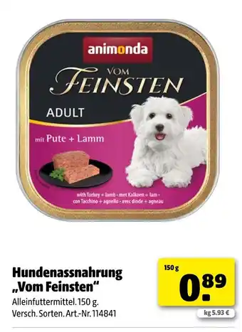 Hagebau Animonda hundenassnahrung vom feinsten Angebot