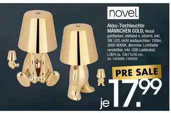 Zurbrüggen Novel akku-tischleuchte männchen gold Angebot
